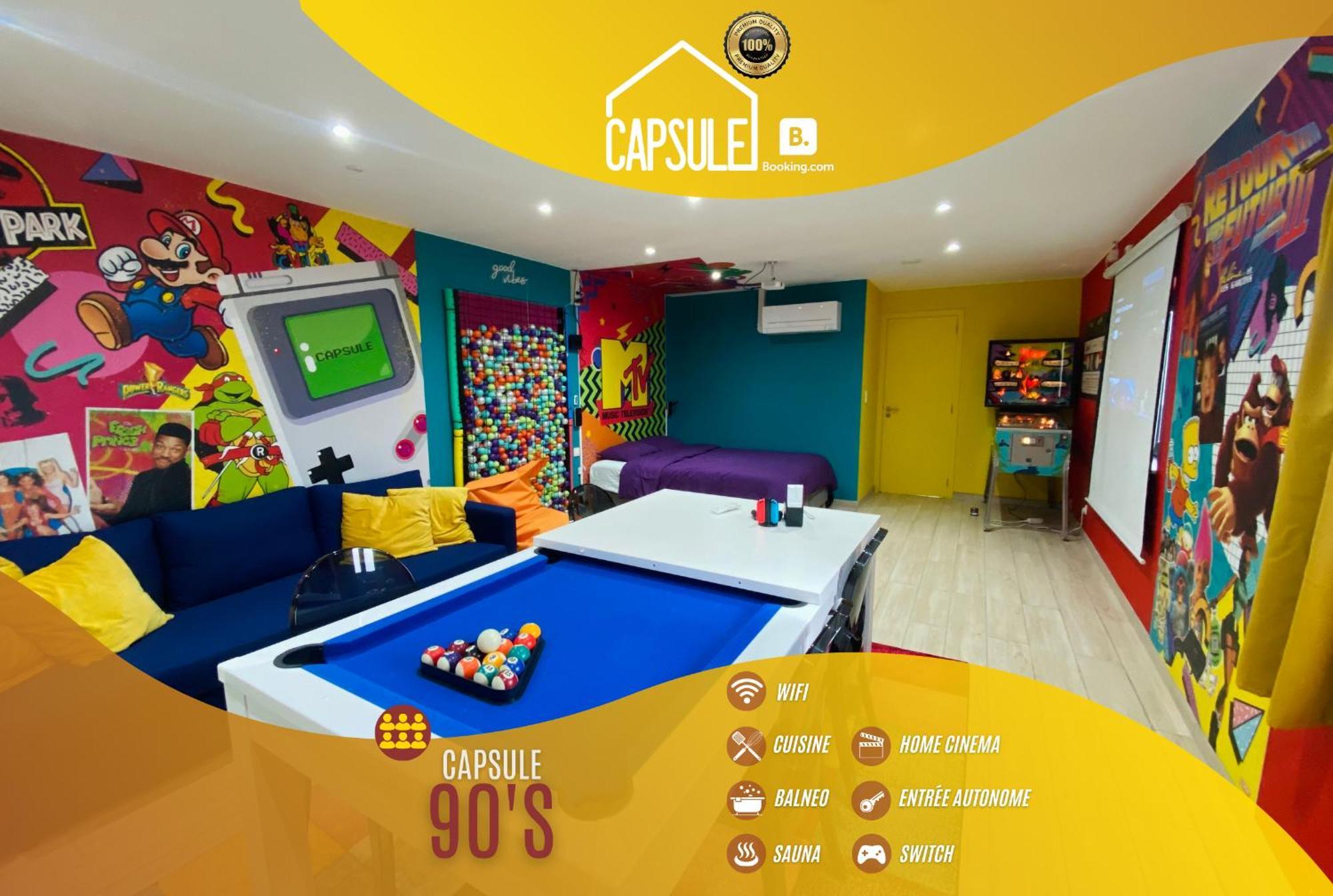 מונס Capsule 90'S - Balneo - Sauna - Flipper - Billard - Netflix - Nintendo Switch & Jeux - מראה חיצוני תמונה